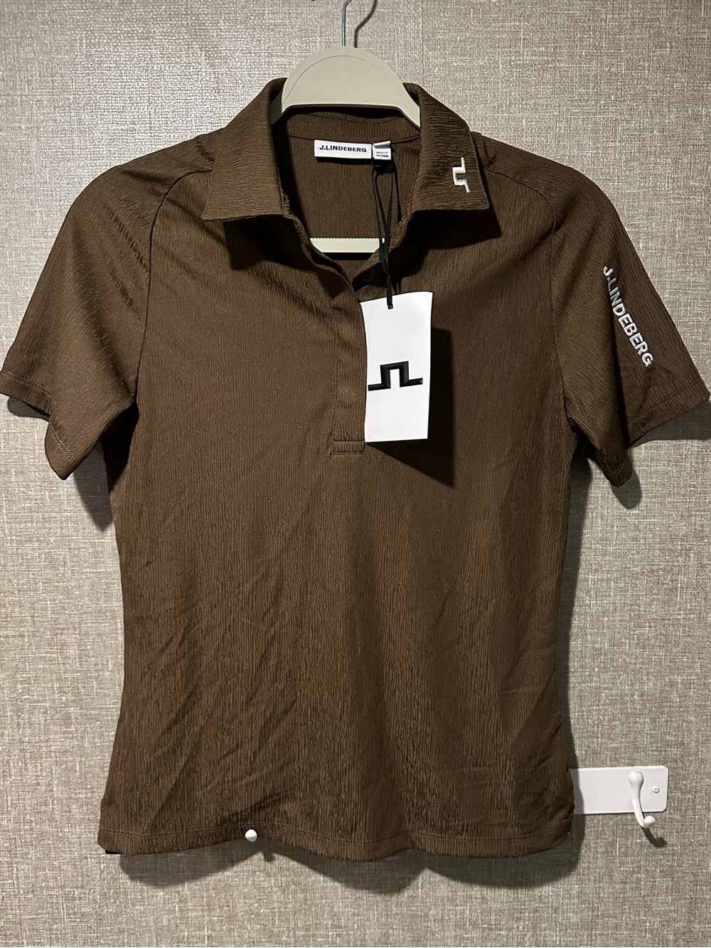 UNRELEASED 2027 NWT J.Lindeberg Brown Tour Tech Polo Shirt